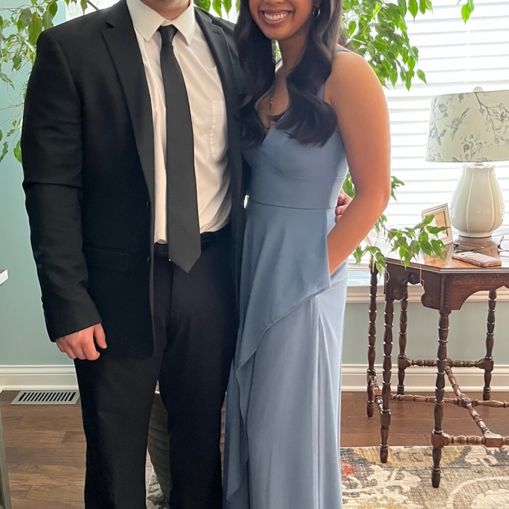 David’s Bridal light blue dress
